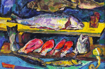 Натюрморт с красной рыбой. 2012. Холст, масло. 90х110